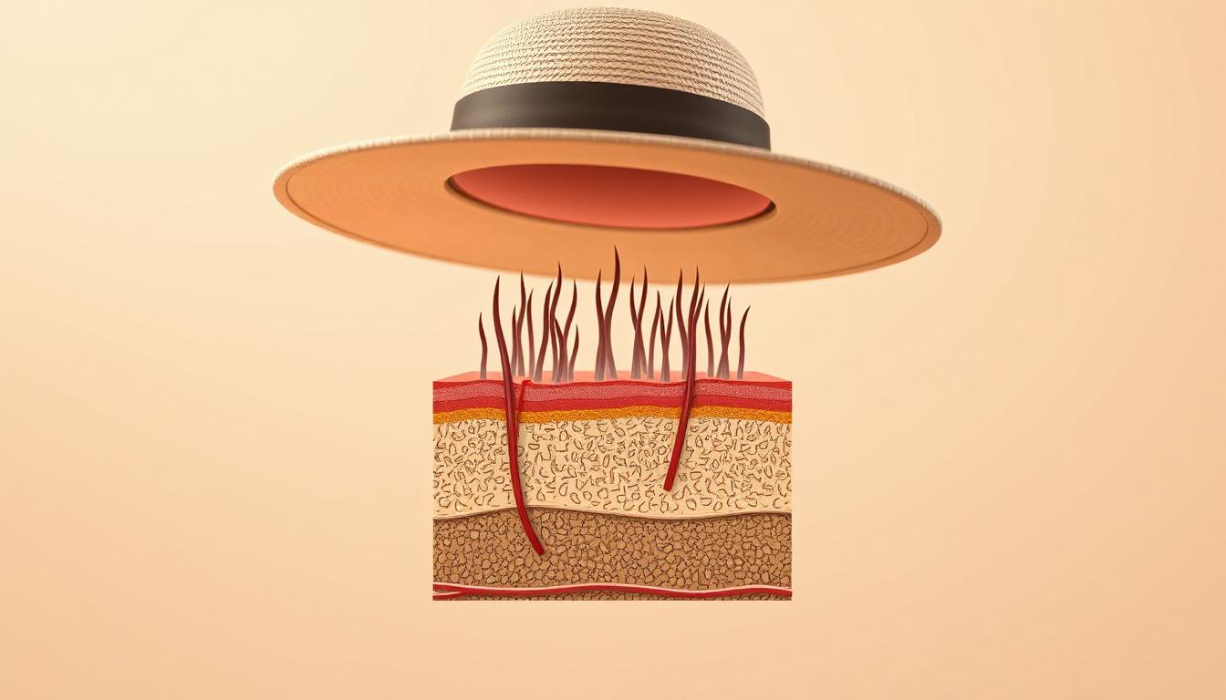 Close-up of healthy scalp and hair follicles